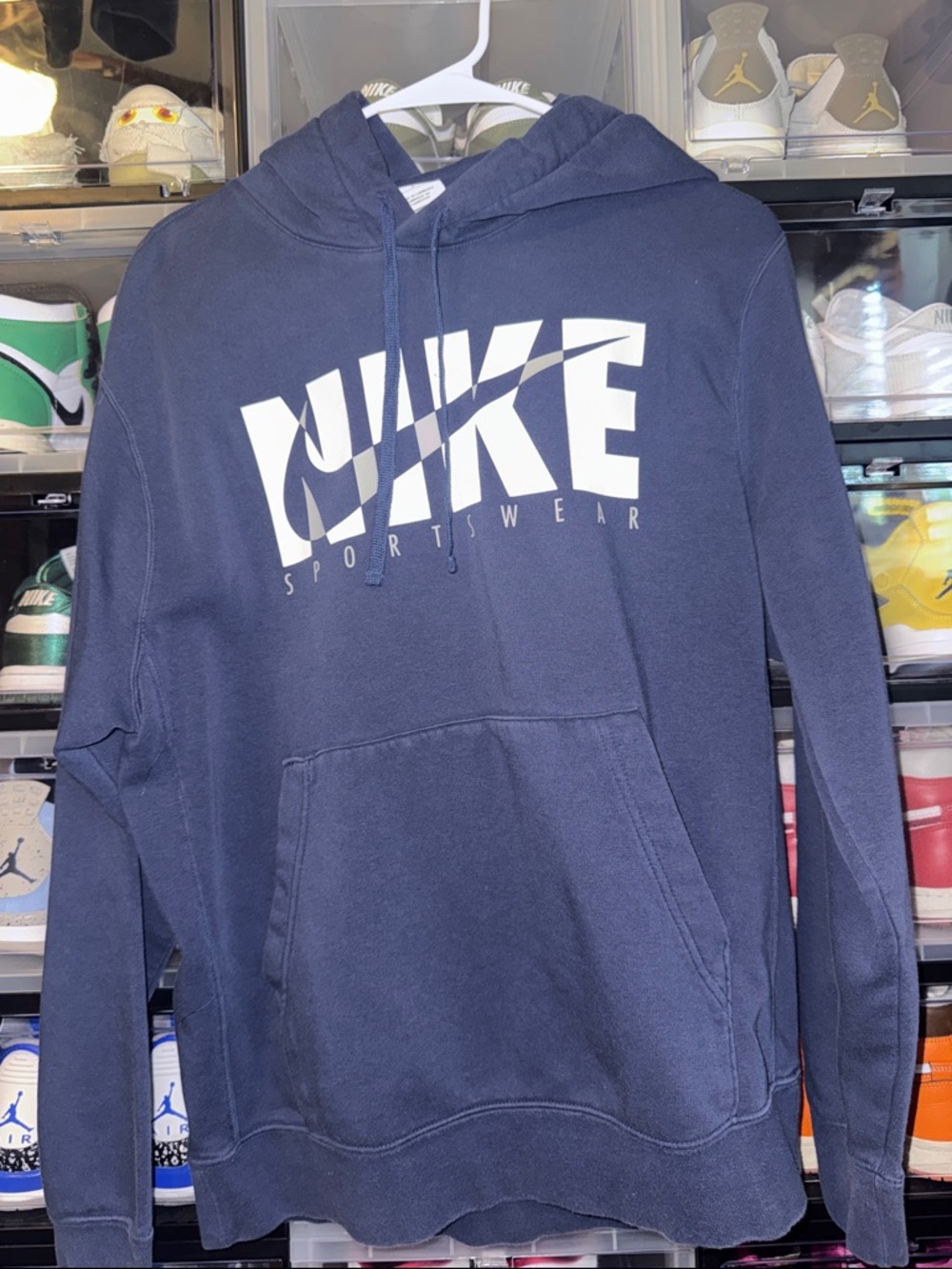 Nike Navy Blue Sportswear Pullover Hoodie with White Logo